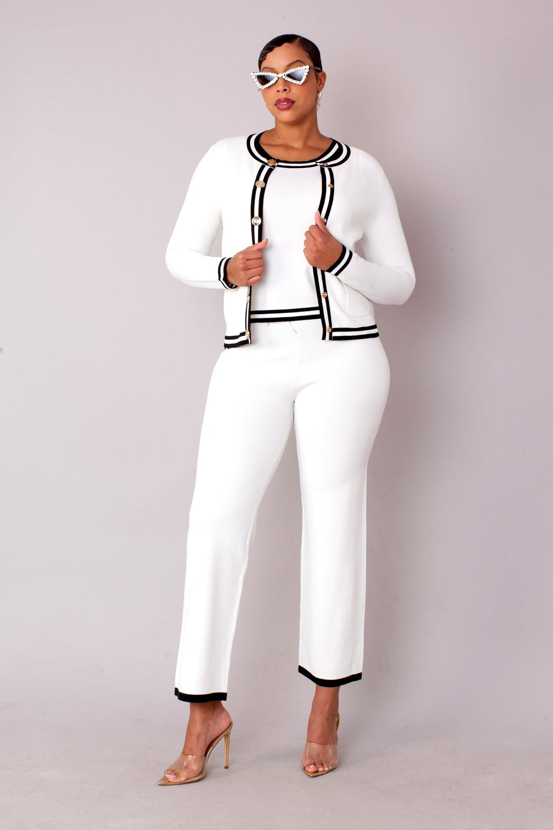 Contrast Trim Knit Three Piece Set - 51008 - Especially Yours