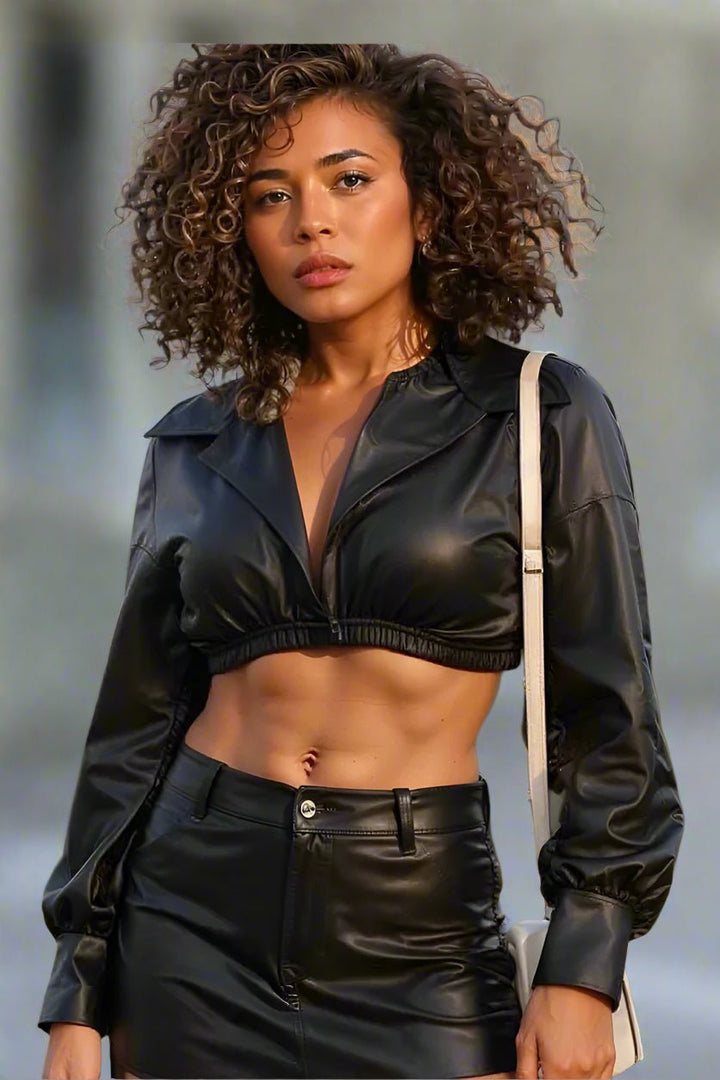 Cropped Leather Wrap Top 81754 - Especially Yours