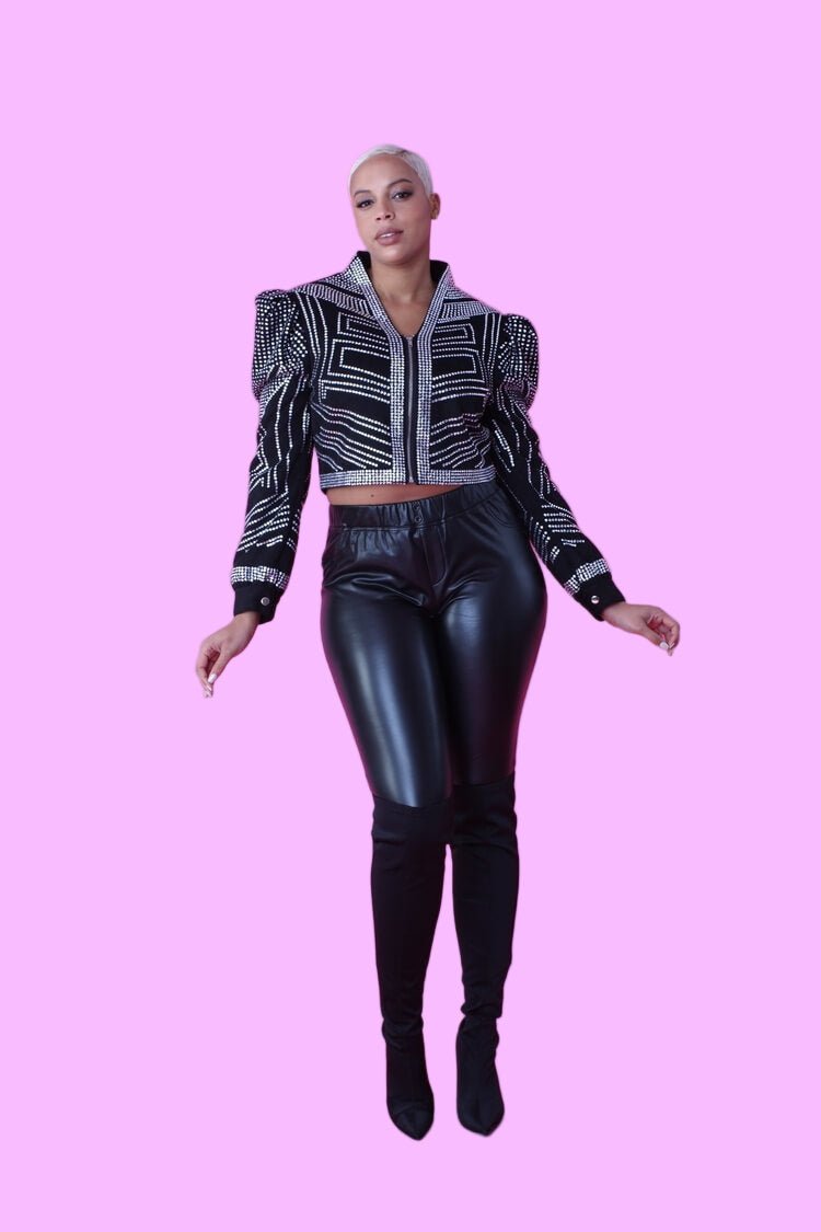 Cropped Jacket with Rhinestone Detailing - 82065 - Especially Yours