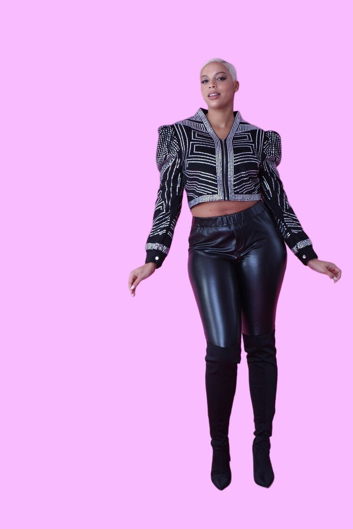 Cropped Jacket with Rhinestone Detailing - 82065 - Especially Yours