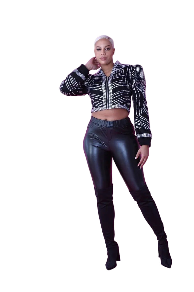 Cropped Jacket with Rhinestone Detailing - 82065 - Especially Yours