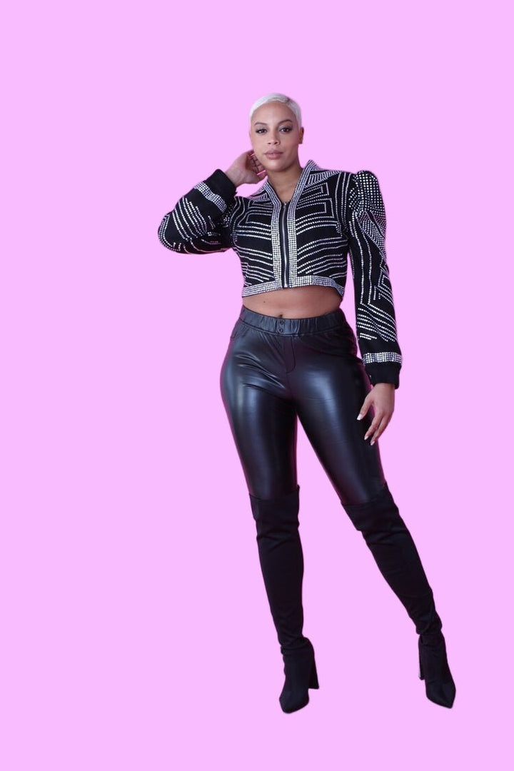 Cropped Jacket with Rhinestone Detailing - 82065 - Especially Yours