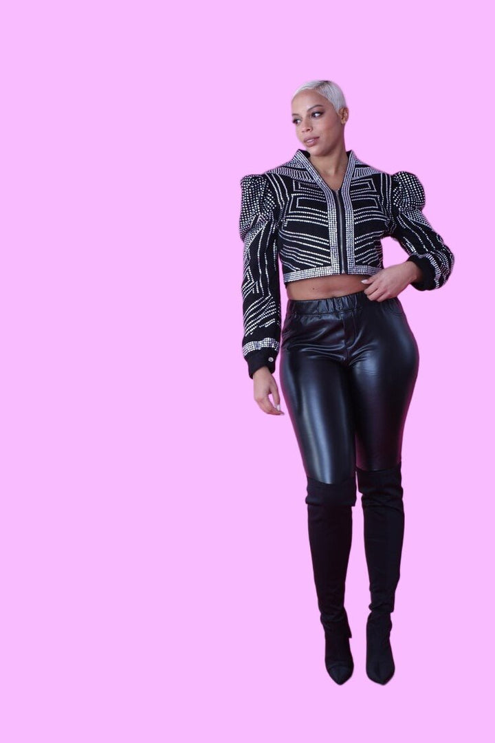 Cropped Jacket with Rhinestone Detailing - 82065 - Especially Yours