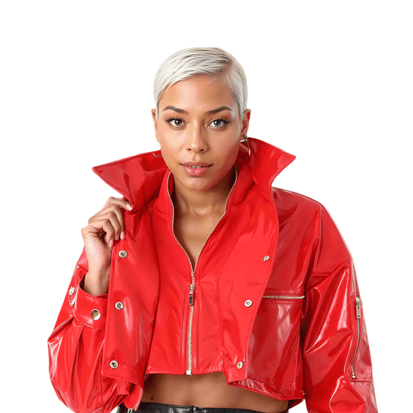 Cropped Red Vinyl Jacket - 81757 - Especially Yours