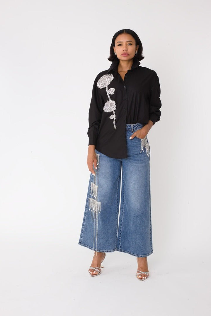 Crystal Cascade Wide - Leg Denim - 82513 - Especially Yours
