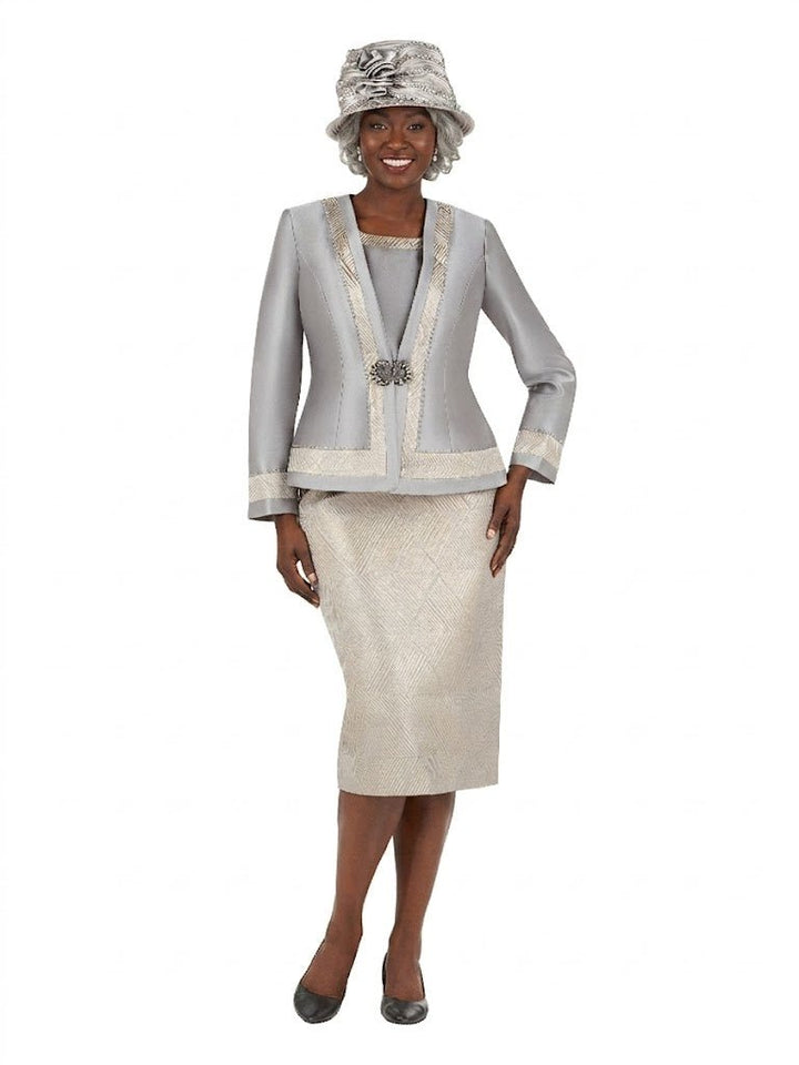 3pc Geo Prt Lux Brcd Skt Suit - Especially Yours