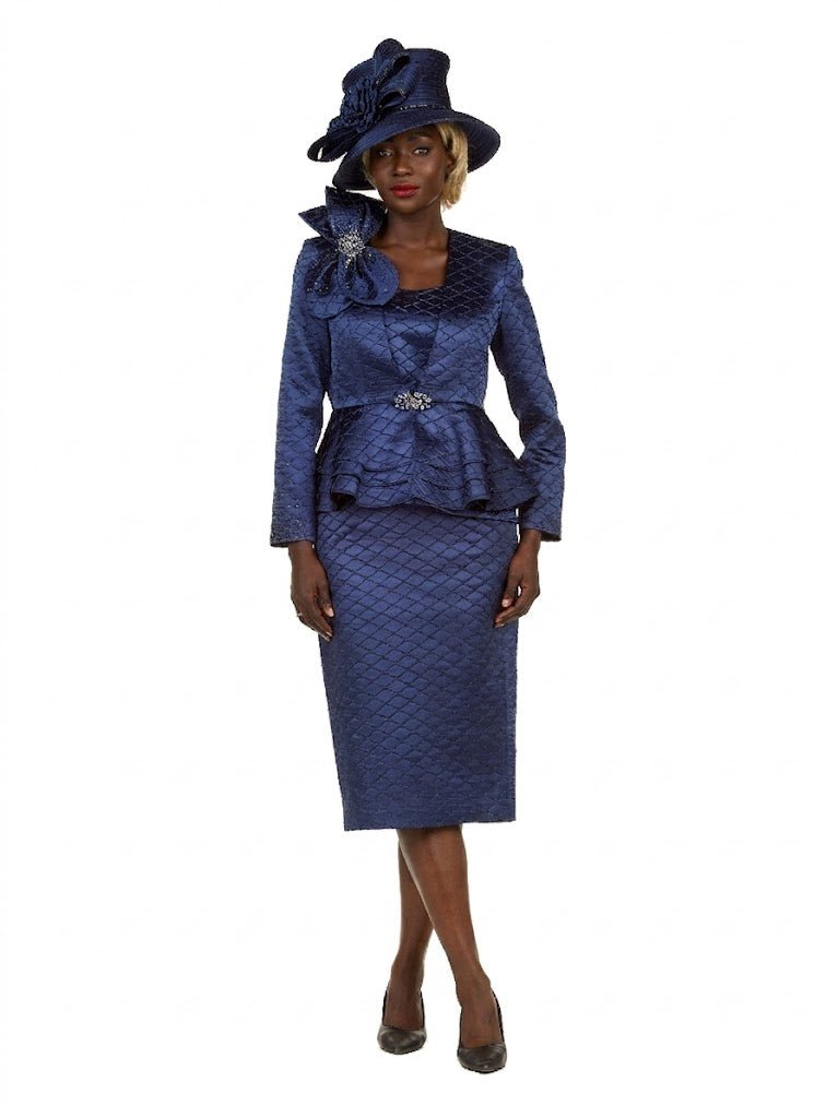 3pc Quilted Peplum Skirt Suit with Brooch - Plus - Especially Yours