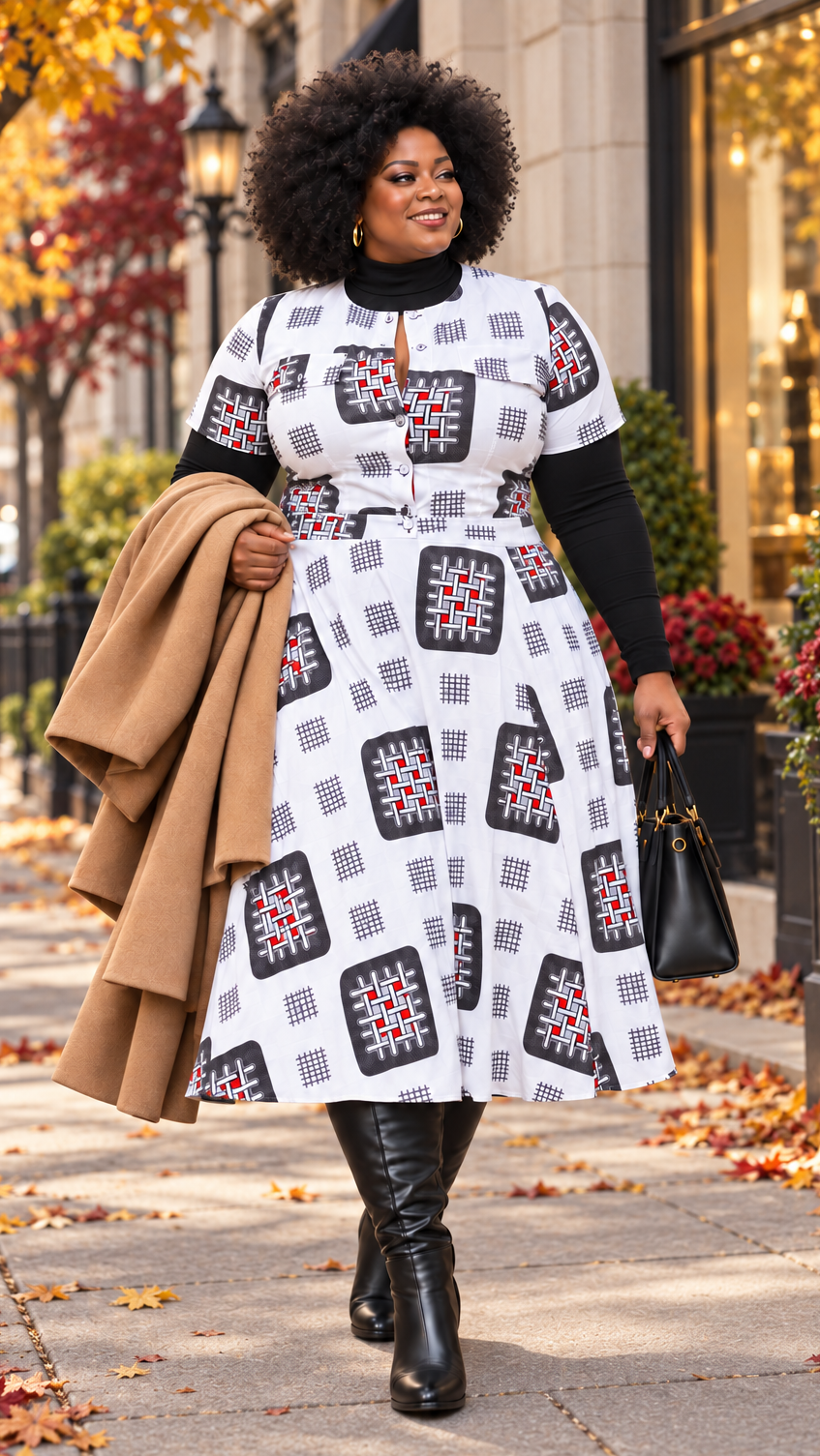 AMARA AFRICAN PRINT CROP TOP & MIDI SKIRT SET [WHITE]