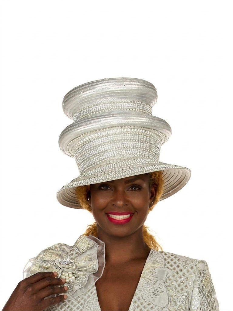 Dazzling Triple - Tier Rhinestone Church Hat - Especially Yours