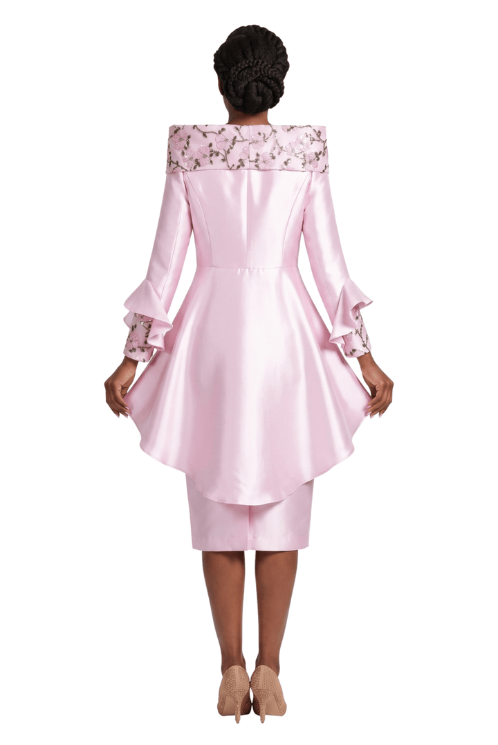 2pc Uneven Jkt Swp 2 - tone Lace Trimmed Skirt Suit - Especially Yours