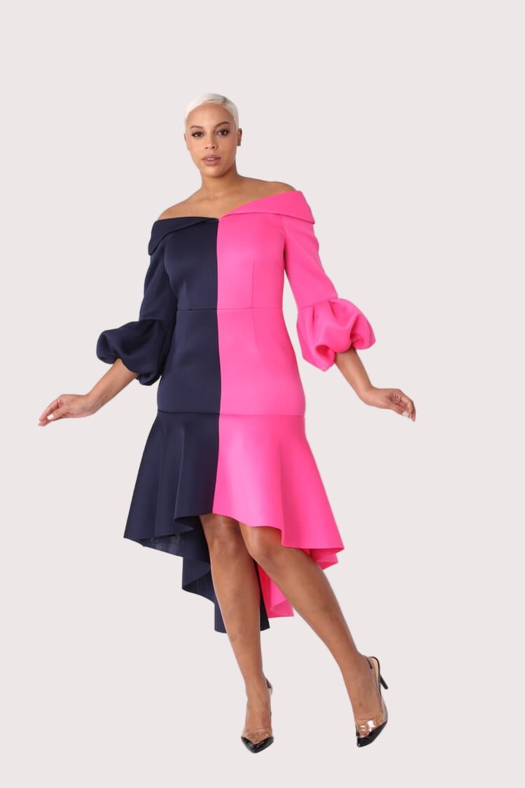 Dramatic Flounce Sleeve Midi Dress - 82013 - Especially Yours