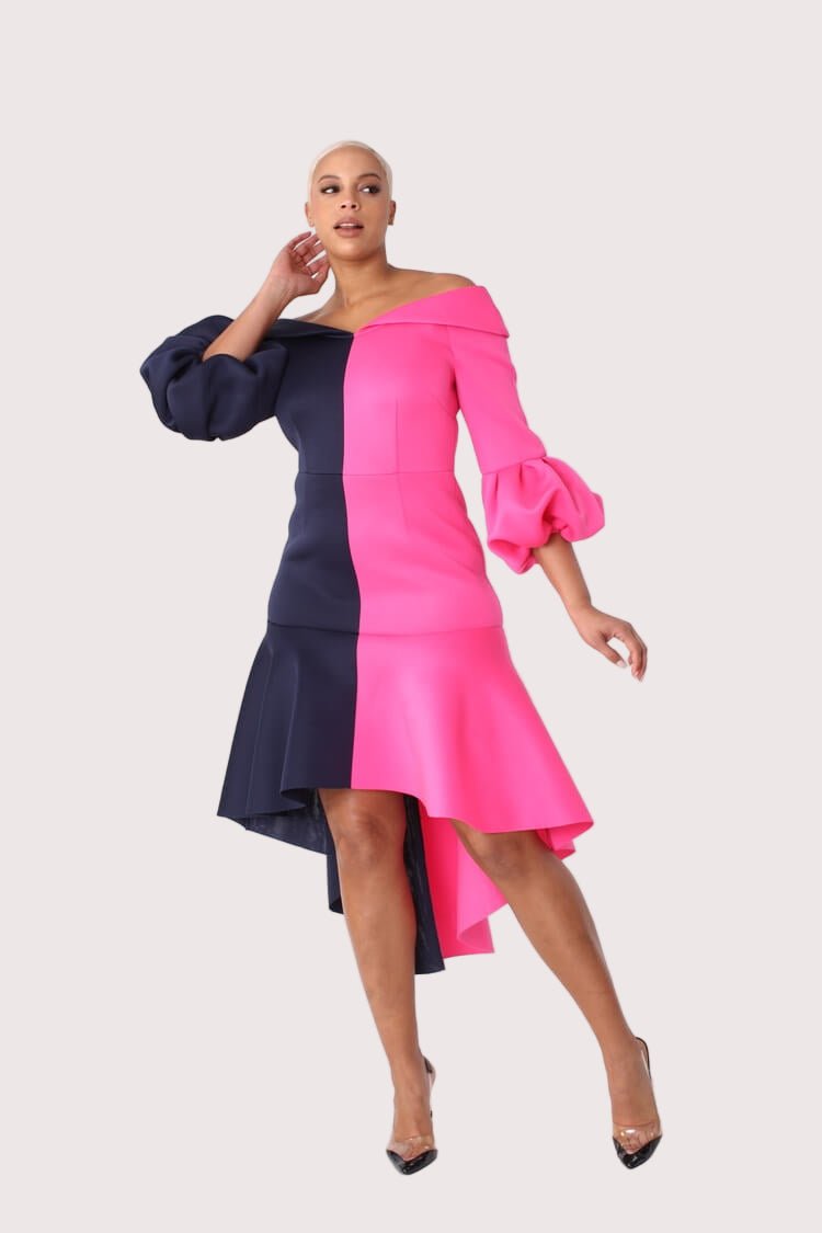 Dramatic Flounce Sleeve Midi Dress - 82013 - Especially Yours