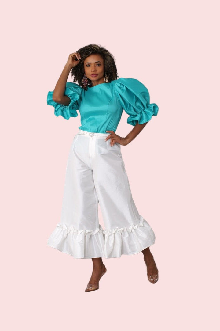 Dramatic Ruffle Hem Wide Leg Pants - 82170 - Especially Yours