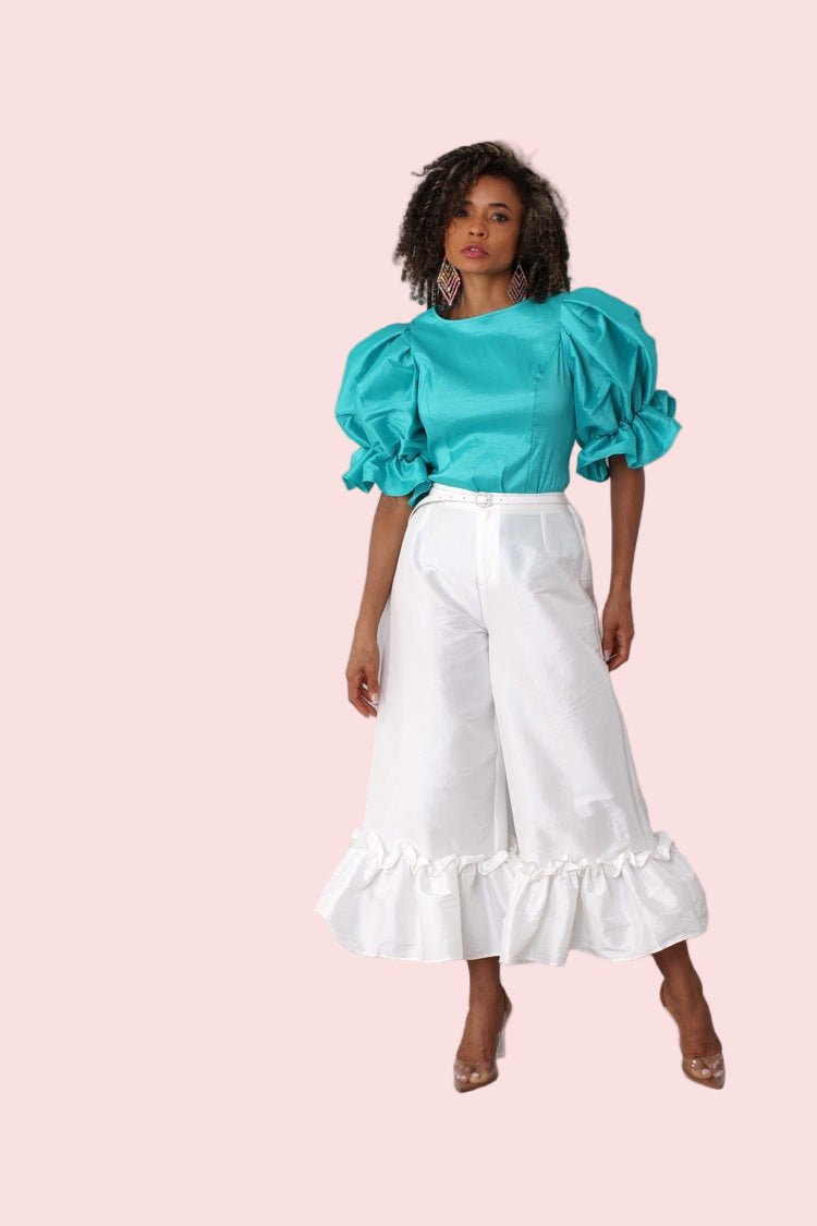 Dramatic Ruffle Hem Wide Leg Pants - 82170 - Especially Yours