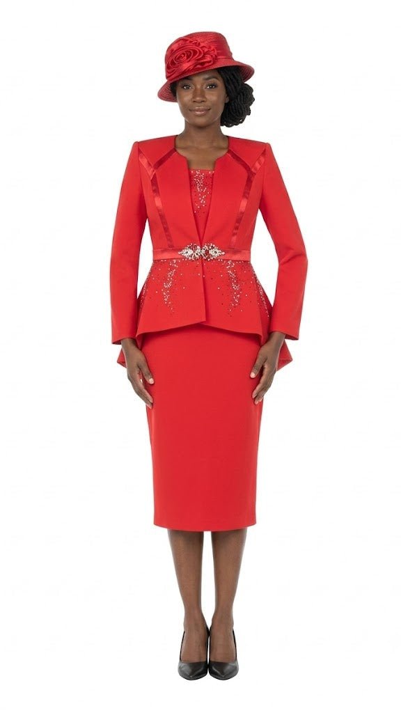Crystal Elegance 3 Piece Peplum Skirt Suit-Plus - Especially Yours