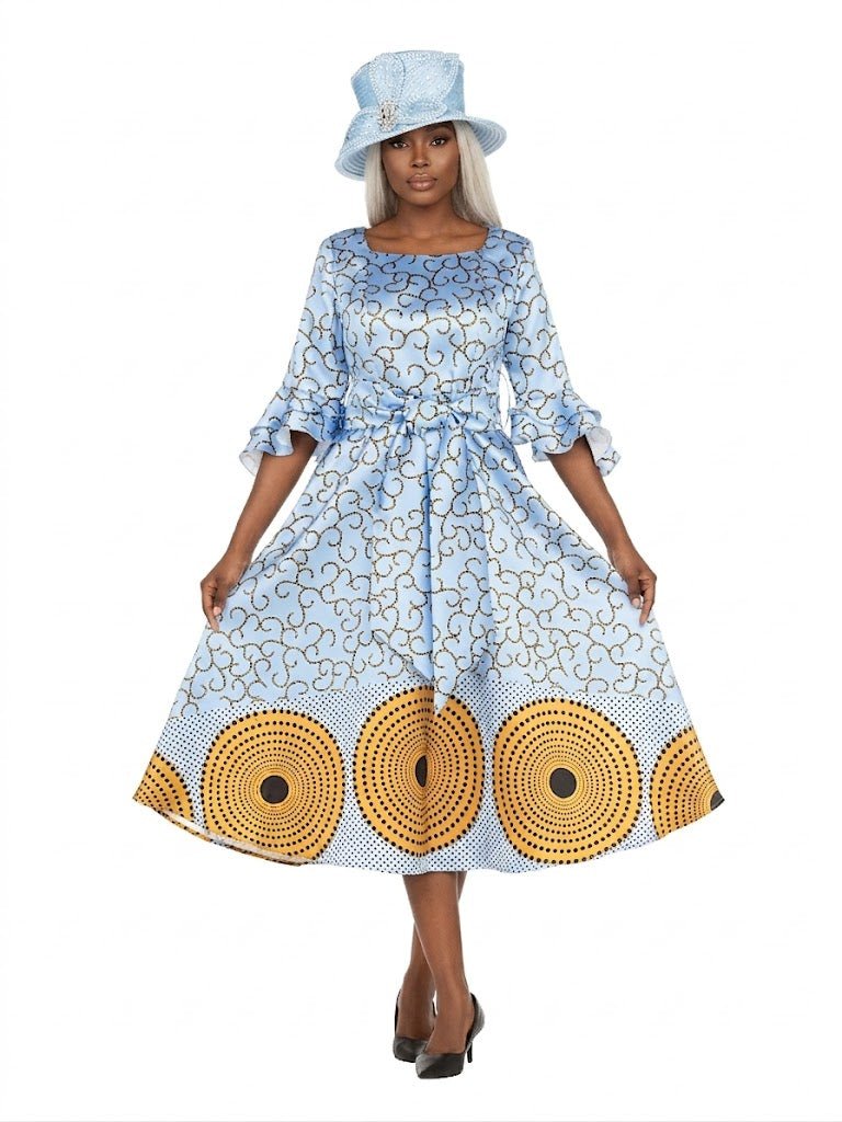 Silky Twill Fit&Flare Drs w/ Belt in Print - Plus - Especially Yours