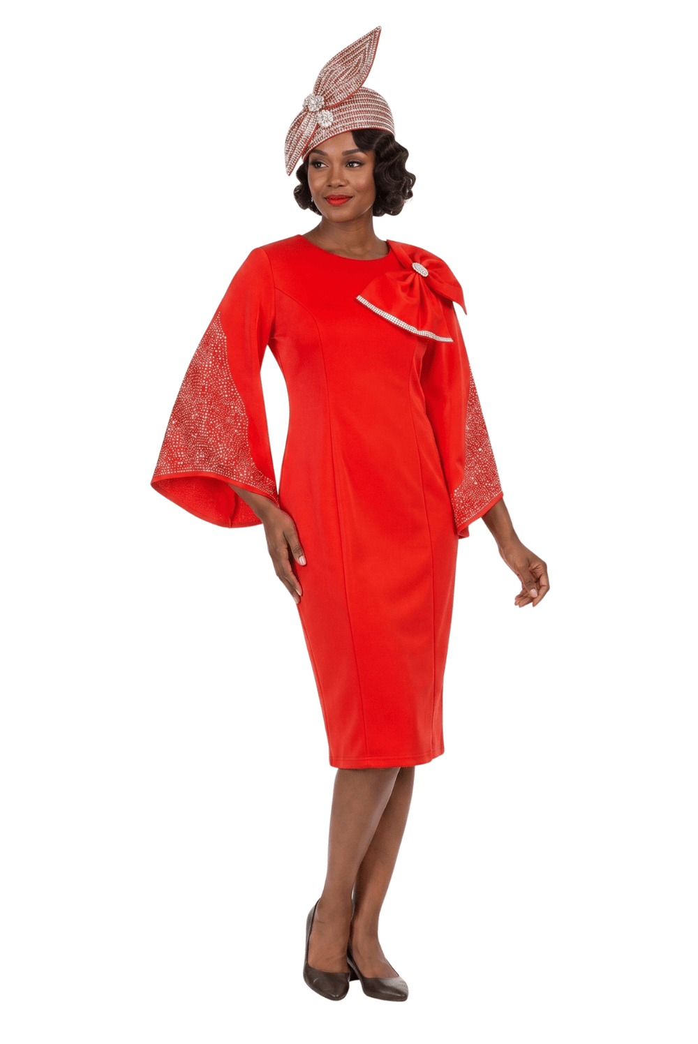 Stoned Bell Slv Shift Dress w/ Ovsz Bow - Especially Yours