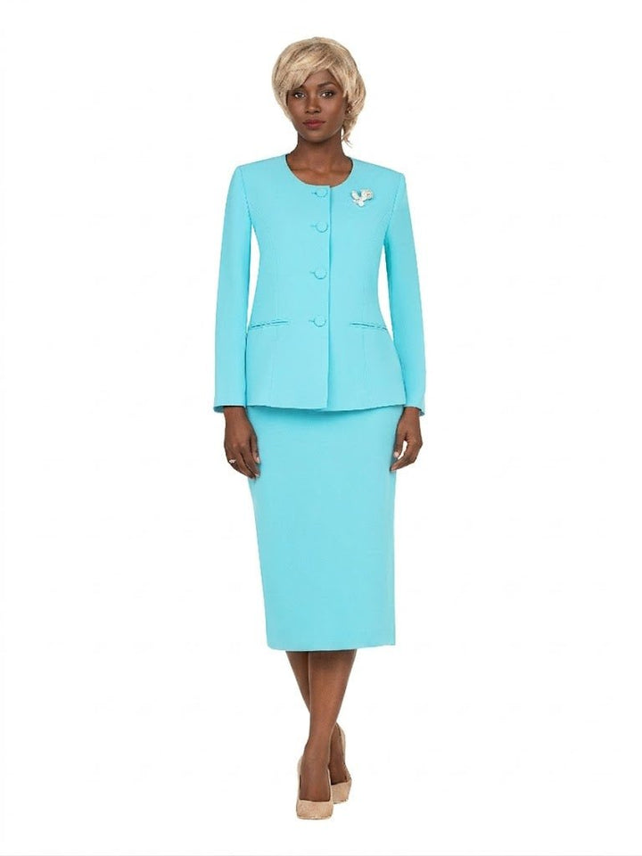 Classic Tailored 2pc Skirt Suit with Brooch - Plus - Especially Yours