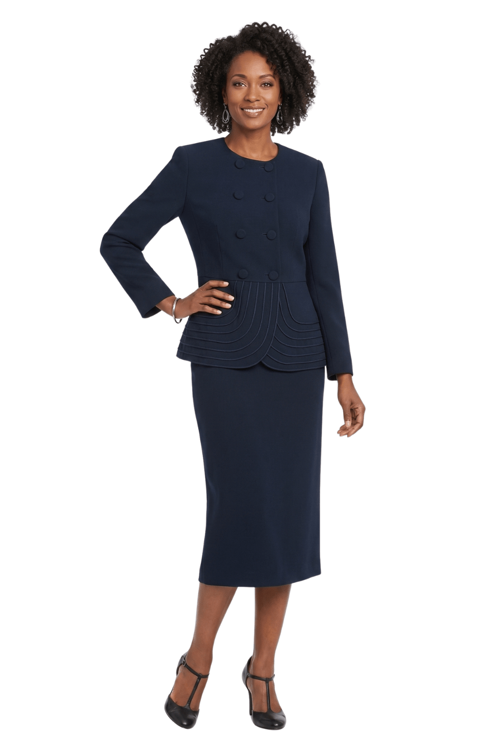 2pc Dbl Brstd Tiered Peplum Jkt Skt Suit - Especially Yours