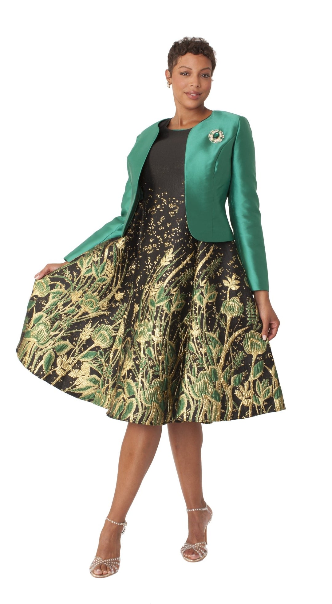 Elegant Two - Piece Brocade Dress & Jacket Set - 4853 - Especially Yours