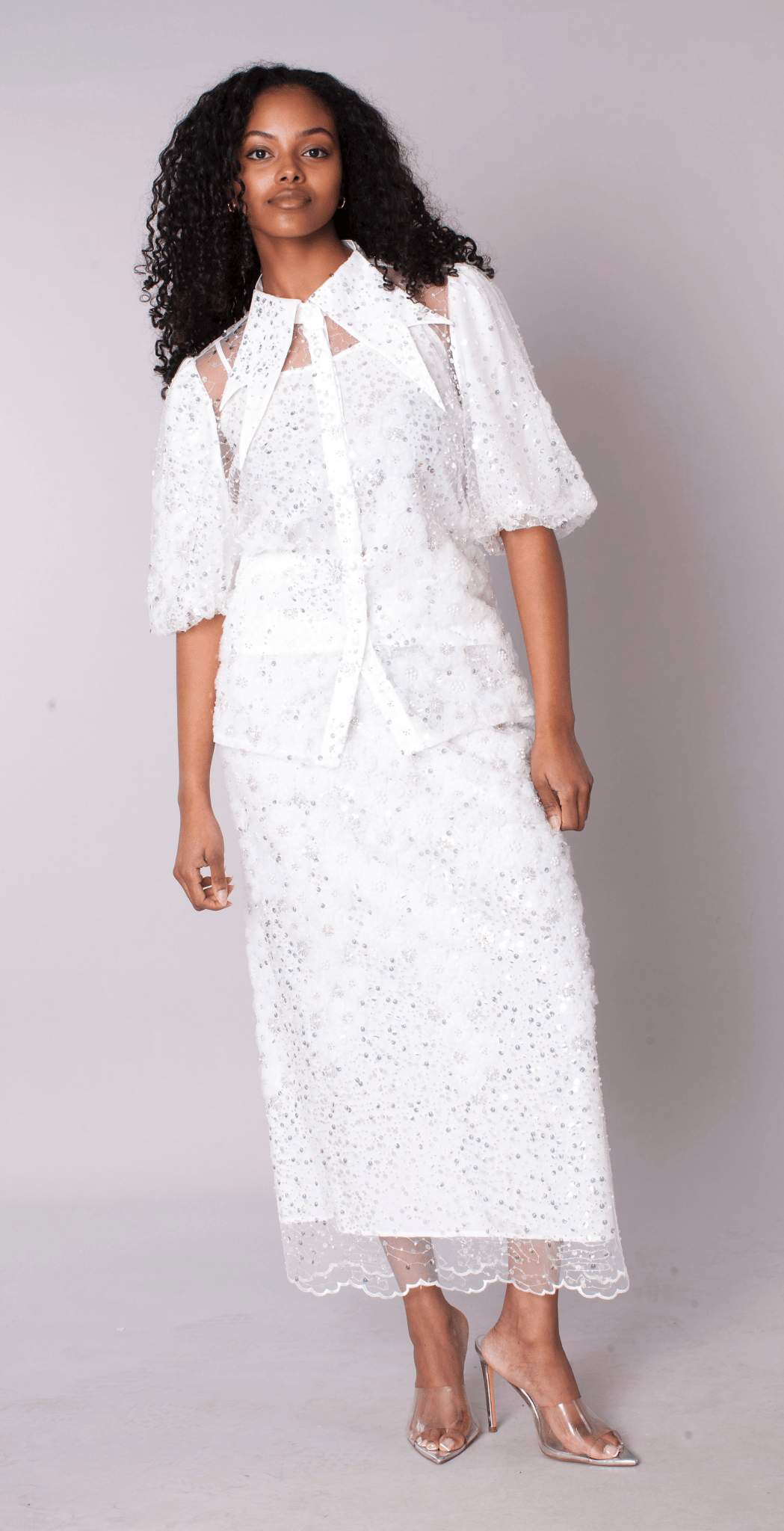 Embroidered Sequin Organza Skirt Set - 82904 - Especially Yours