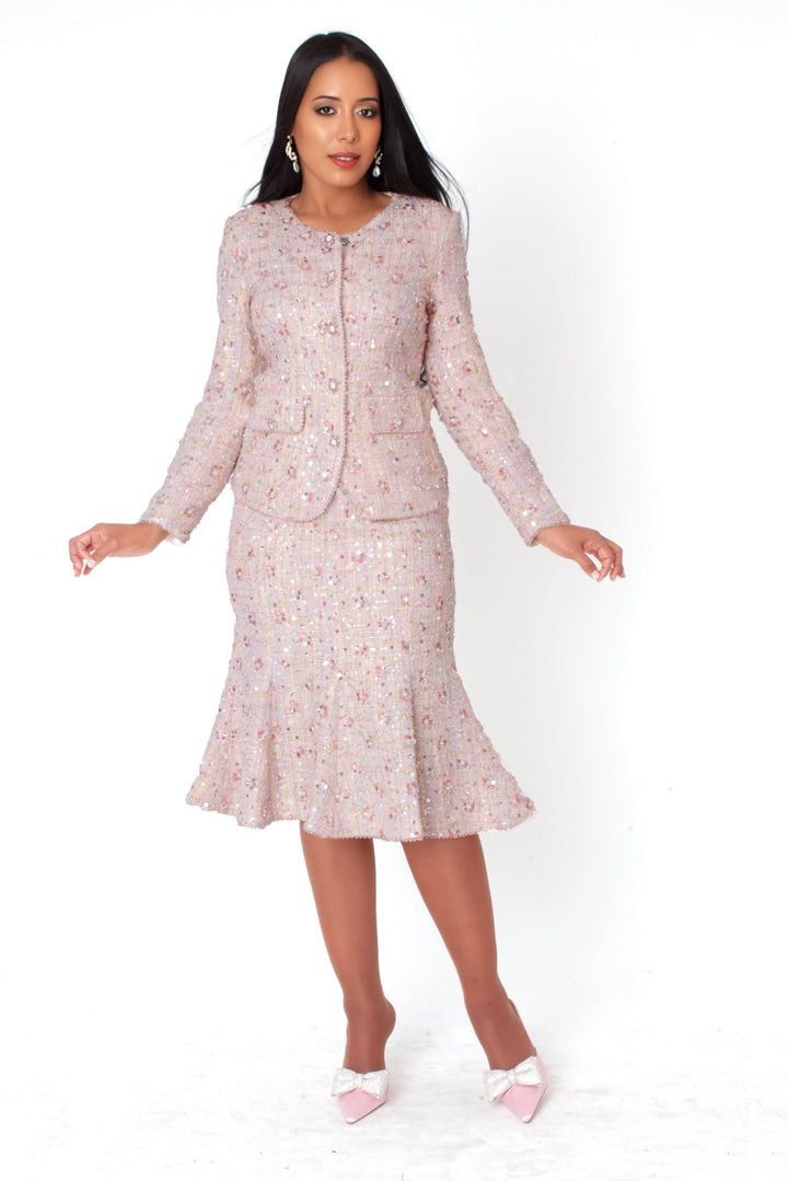 Embroidered Sequin Tweed Jacket & Skirt Set - 41072 - Especially Yours