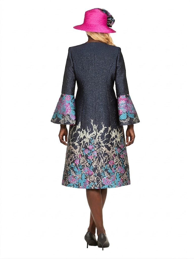 Luxe Brocade Coat&Silky Twill Dress Ensemble
