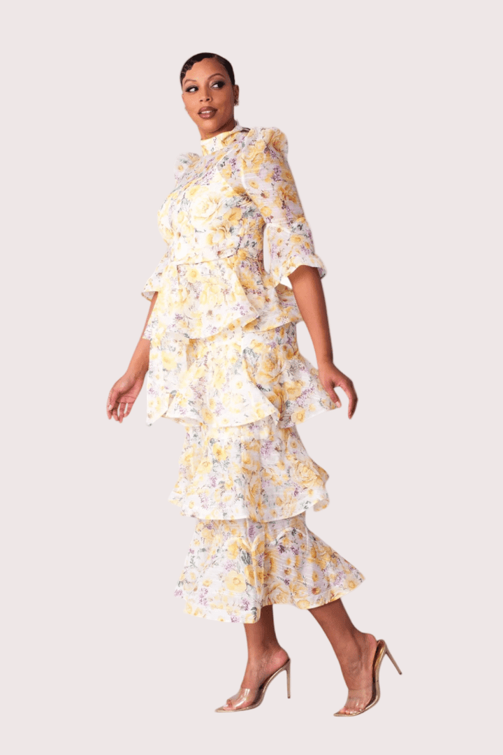 Floral Tiered Ruffle Midi Dress - 82718 - Especially Yours