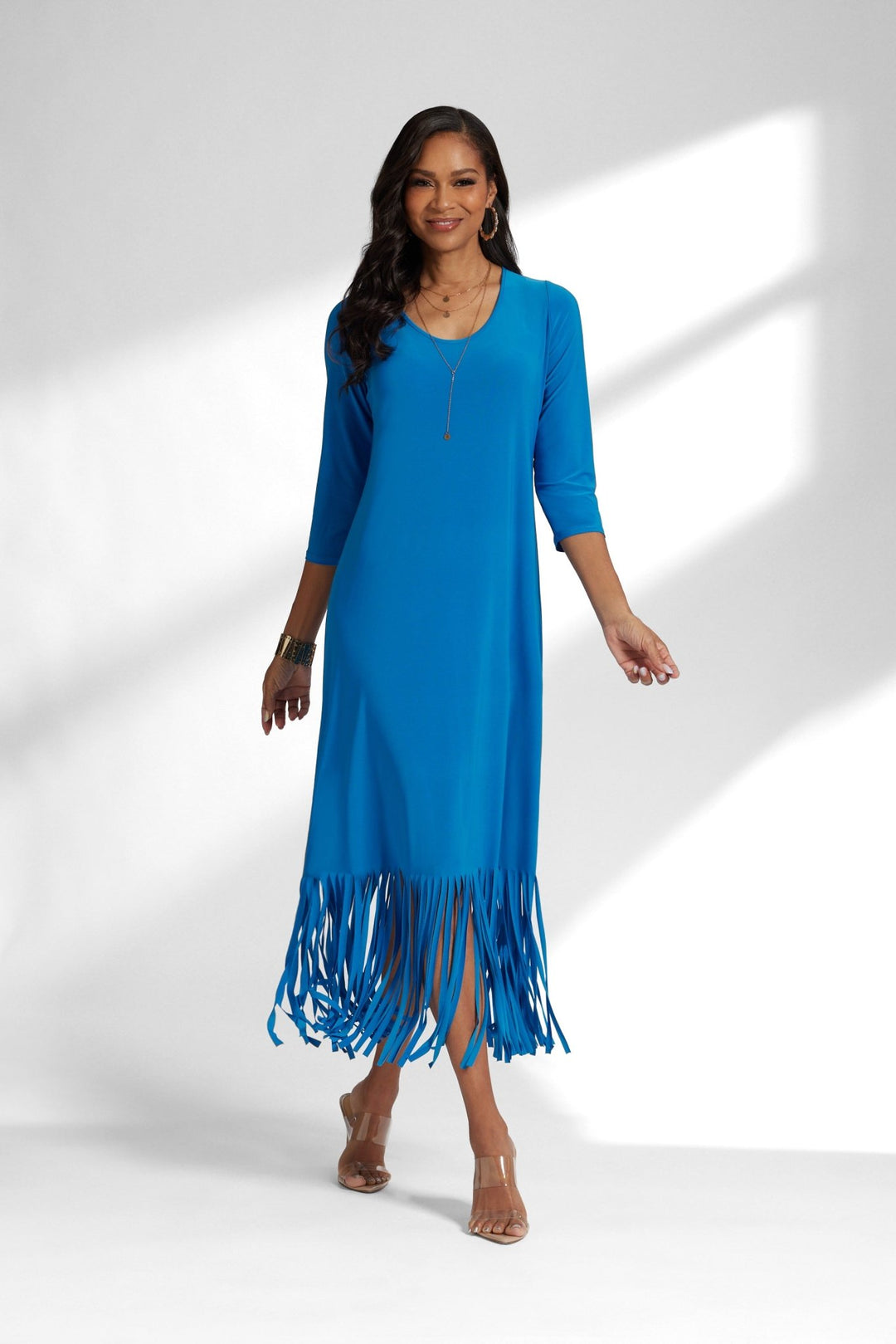 flowing maxi dress with fringe
