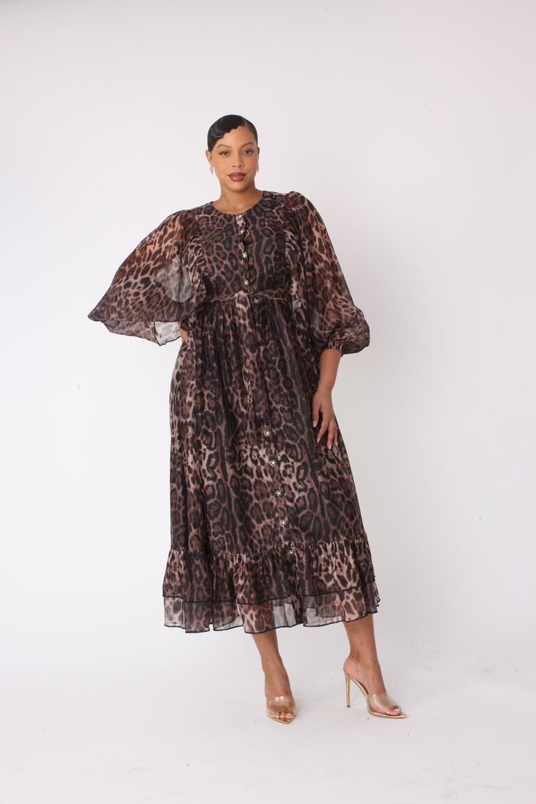 Flowy Leopard - Print Maxi Dress - 82798 - Especially Yours