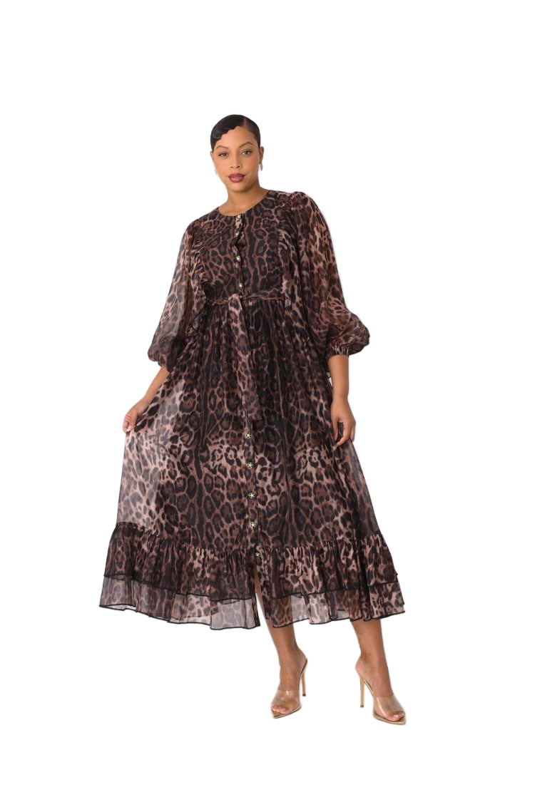 Flowy Leopard Print Maxi Dress for Parties Leopard Print / S Flowy Leopard Print Maxi Dress for Parties Leopard Print / S