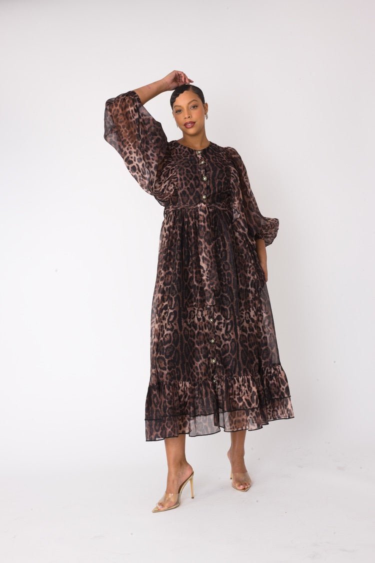 Flowy Leopard - Print Maxi Dress - 82798 - Especially Yours