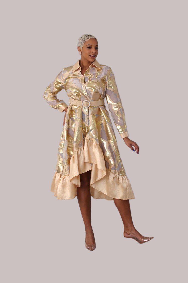 Gold Metallic Organza Dress - 82210 - Especially Yours