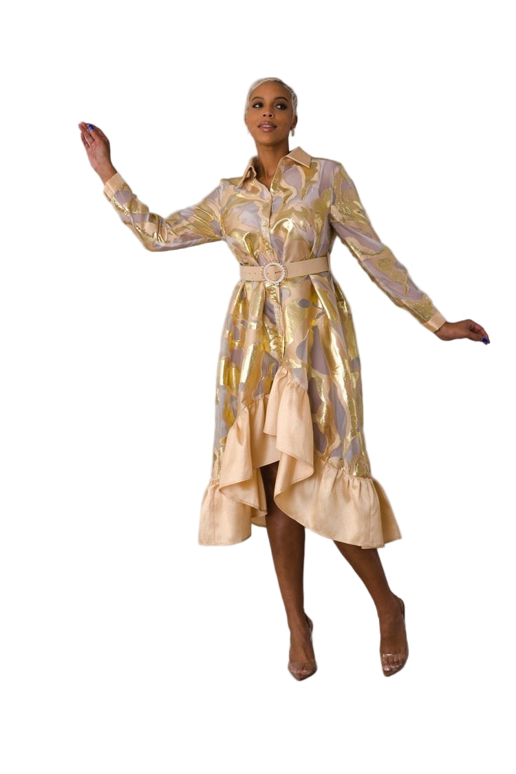 Gold Metallic Organza Dress - 82210 - Especially Yours