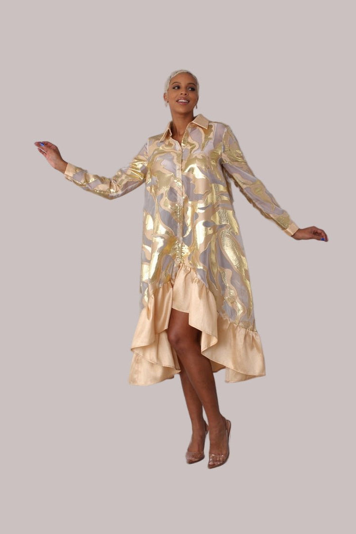 Gold Metallic Organza Dress - 82210 - Especially Yours
