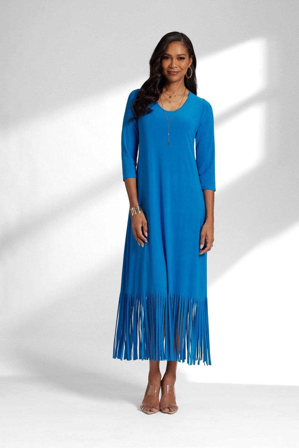 fringe detail maxi dress women