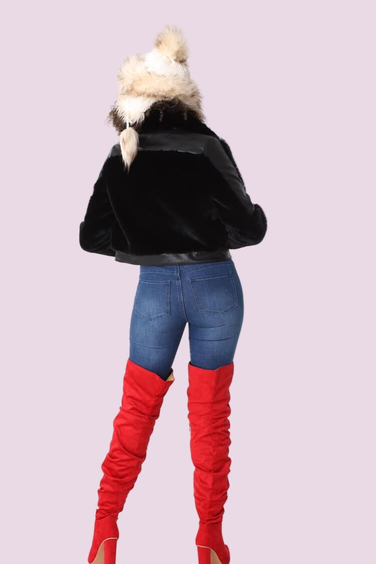 Fur Jacket with Studded Lapel - 82083 - Especially Yours