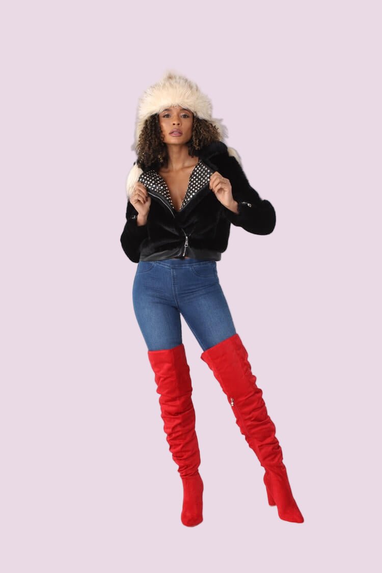 Fur Jacket with Studded Lapel - 82083 - Especially Yours