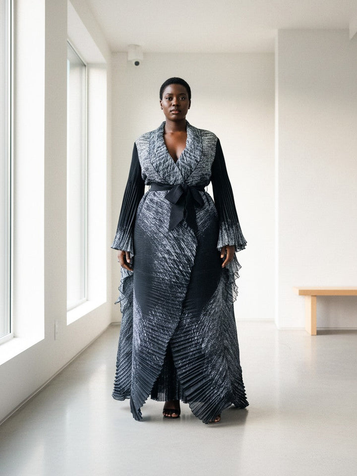 Galaxy Pleated Wrap Dress - 82997