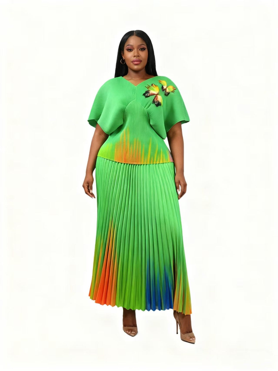 Gradient Pleated Skirt Set - 83016