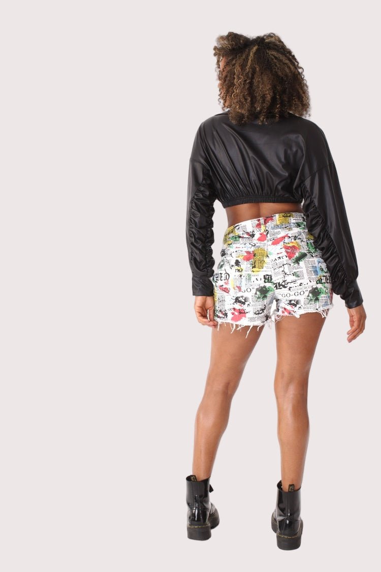 Graffiti - Print Distressed Denim Shorts - 81904 - Especially Yours