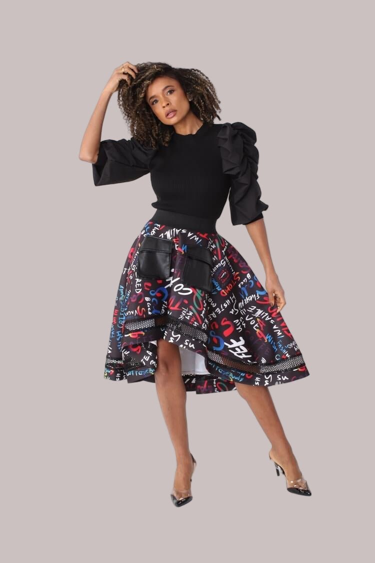 Graphic Scuba Skirt with Netting - 82001 - Especially Yours