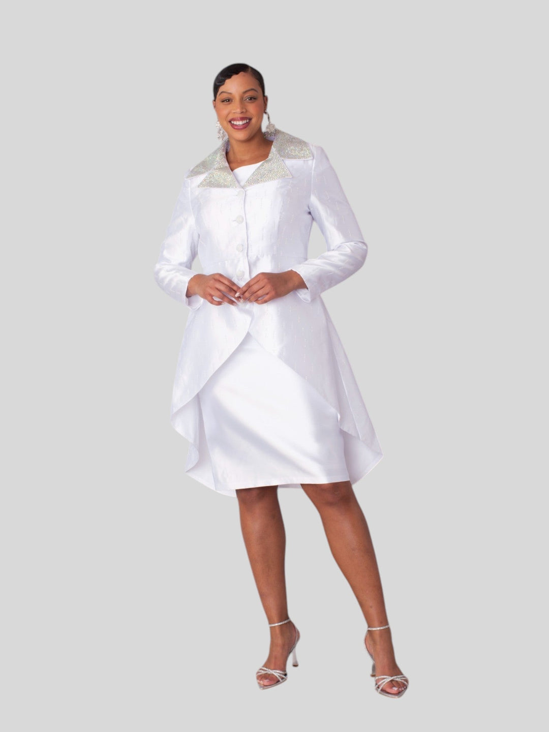 High - Low Church Suit with Embellished Collar - 4860 - Especially Yours