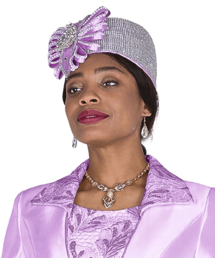 Elegant Lilac Church Hat with Embellishments for Women - Elite Champagne H6358 - Especially Yours