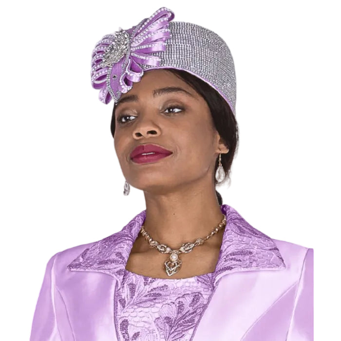 Elegant Lilac Church Hat with Embellishments for Women - Elite Champagne H6358 - Especially Yours