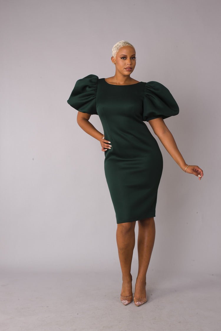 Scuba Midi Dress - 8785 HUNTER GREEN / L