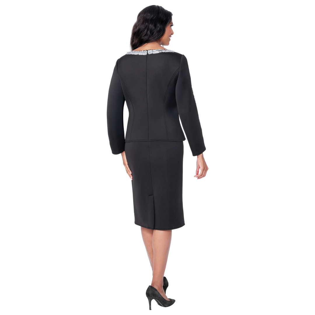 Light Scuba Fabric Skirt Set with Sequin Trimmed Top SL600761