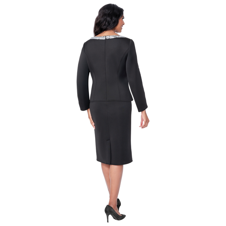 Light Scuba Fabric Skirt Set with Sequin Trimmed Top SL600761