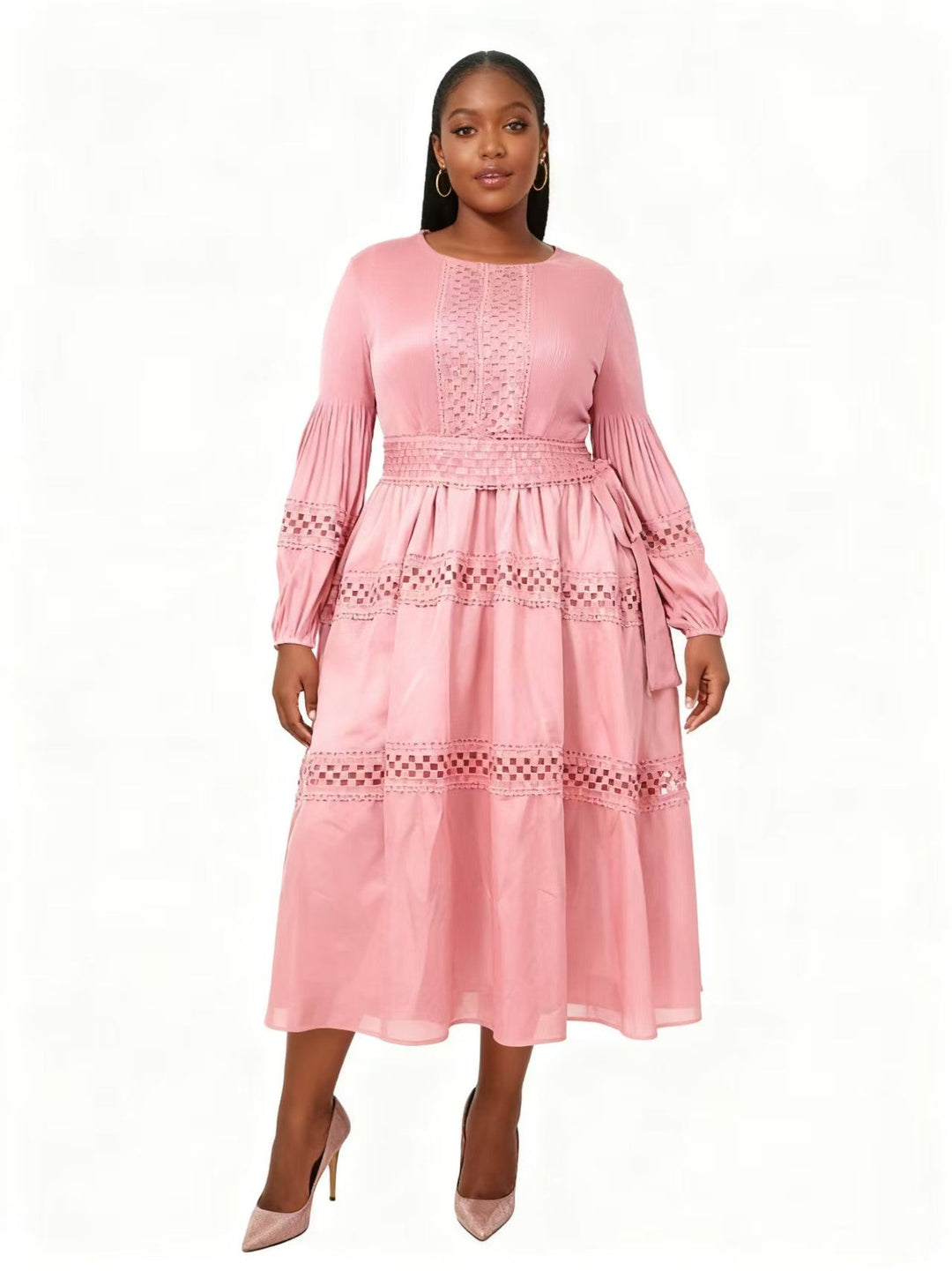 Lace Reverie Tiered Midi Dress - 83023