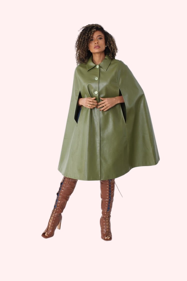 Leather Cape Coat - 82048 - Especially Yours